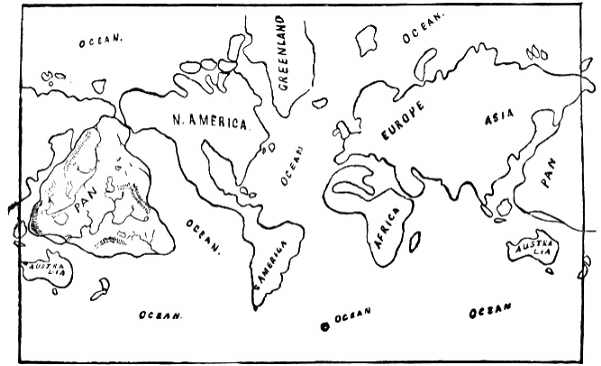 world map outline. The Oahspe map which shows Pan